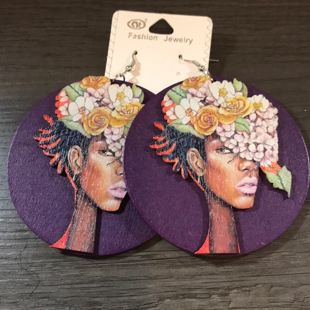 NWOT African Wooden Earrings